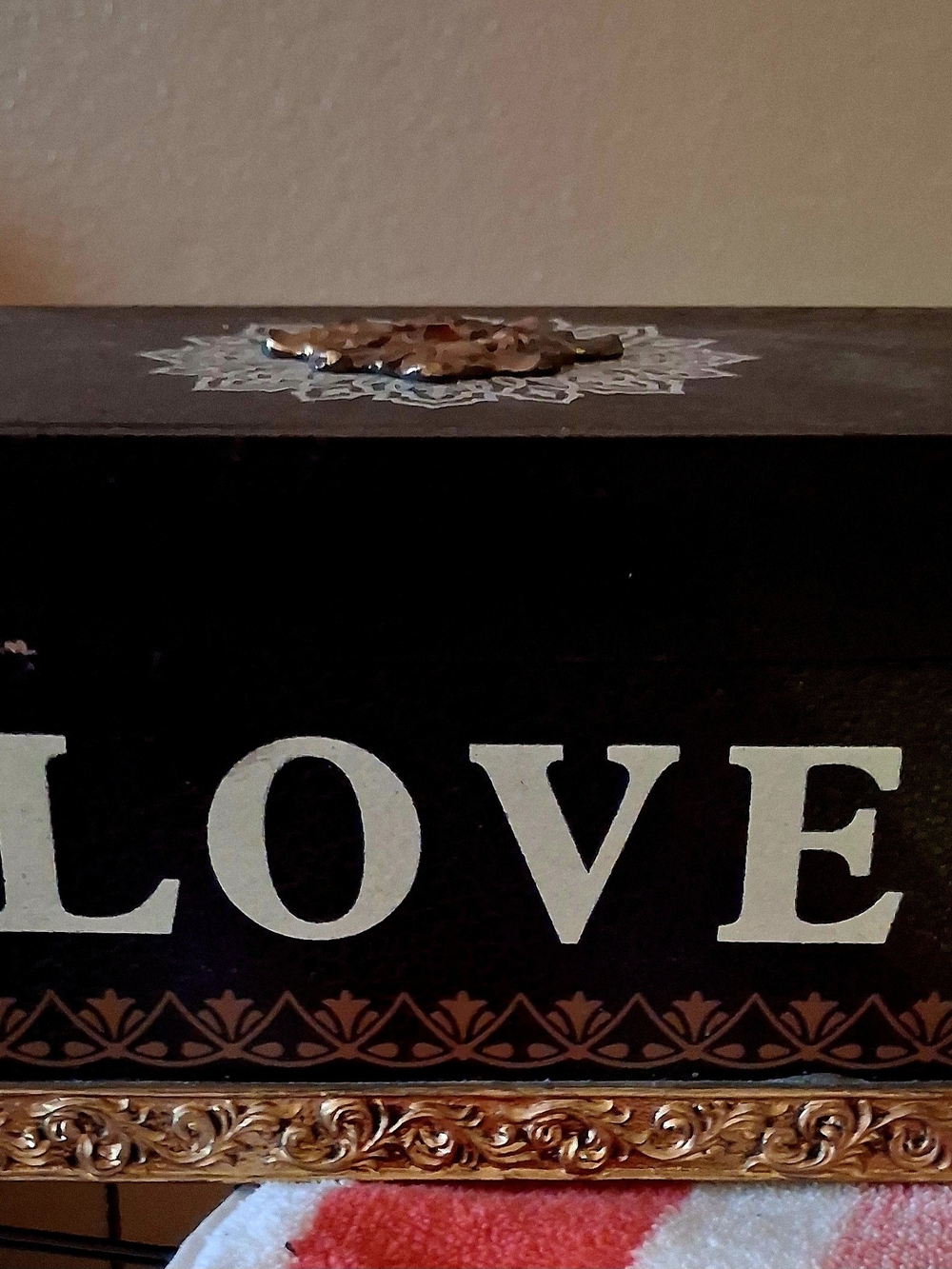 Decorative 'LOVE' Wooden Box in Black and Gold